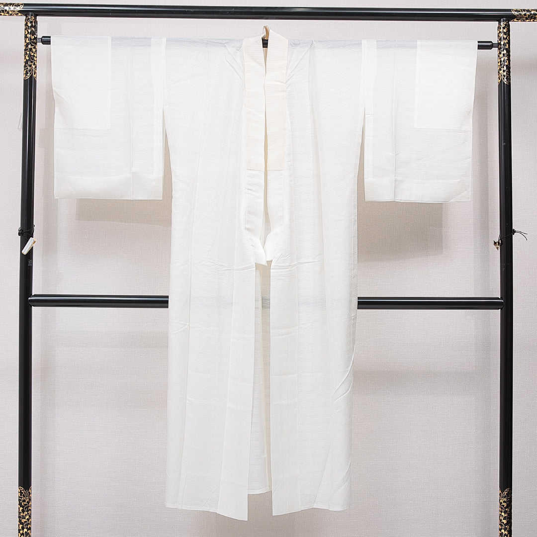 夏物 長襦袢 絽 身丈135cm 裄丈66cm 正絹 Bランク XLサイズ 無地 白系 RP 1239-15409