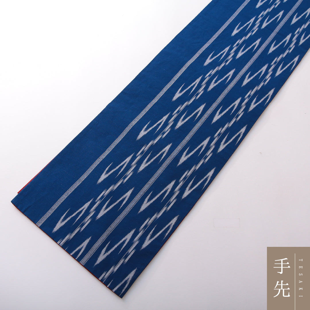 袋帯(紬) 帯丈440cm 正絹 全通 カジュアル 創作柄 青系 1243-02123