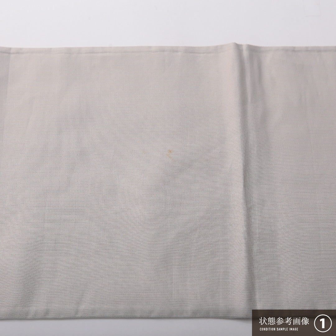 袋帯 帯丈452cm 正絹 六通 帯芯なし インフォーマル さざ波織 創作柄 グレー系 白系 1243-02009