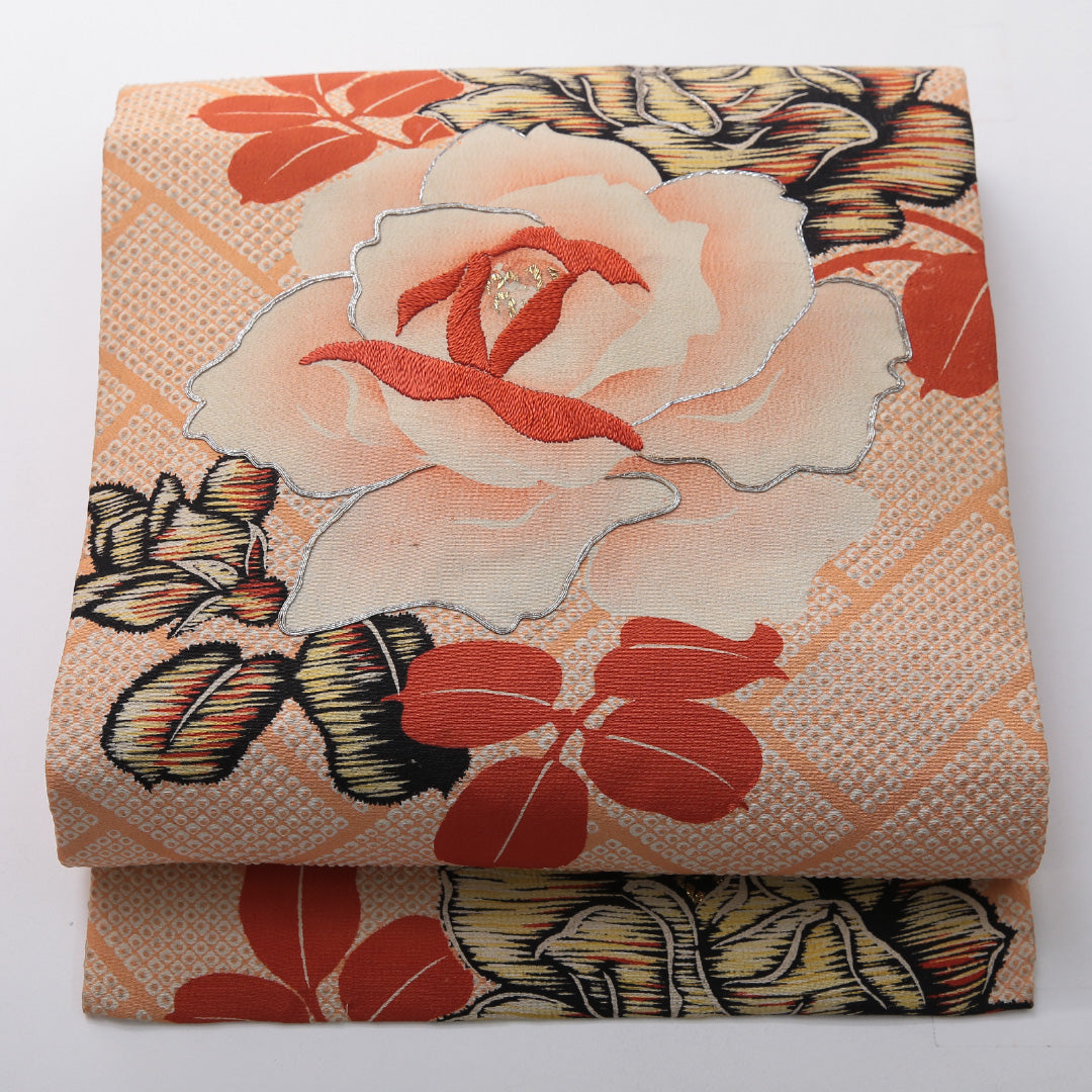 アンティーク 九寸名古屋帯】 帯丈322cm 全通 Bランク 正絹 蘇州刺繍