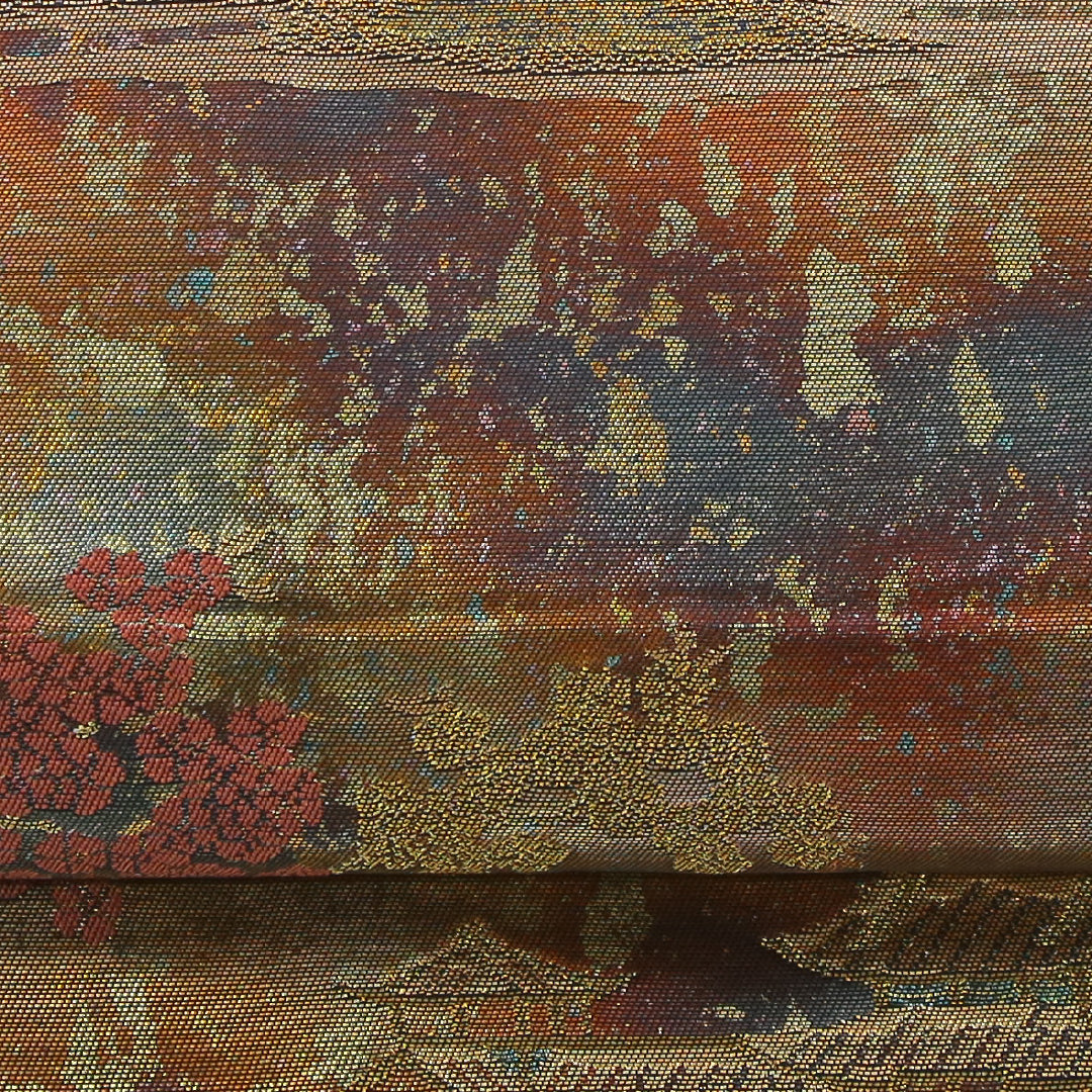 袋帯 帯丈436cm フォーマル 六通 Aランク 正絹 引箔 御所解 黒系 1223-02333