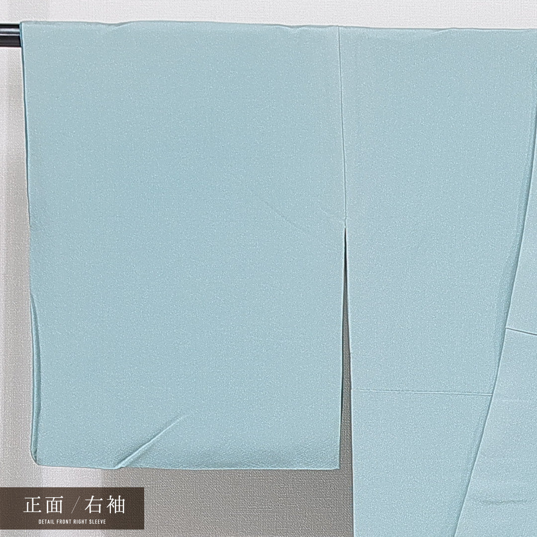 訪問着 袷 身丈155cm 裄丈66cm 正絹 Bランク Mサイズ 広衿 セミフォーマル 扇 流水 菊 水色系 1212-15654