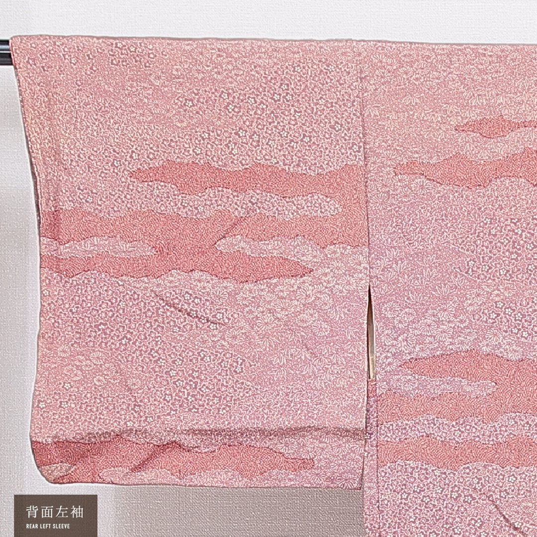 羽織(寄せ柄) 袷 身丈81cm 裄丈62cm 正絹 Cランク Sサイズ インフォーマル 赤系 1217-16817