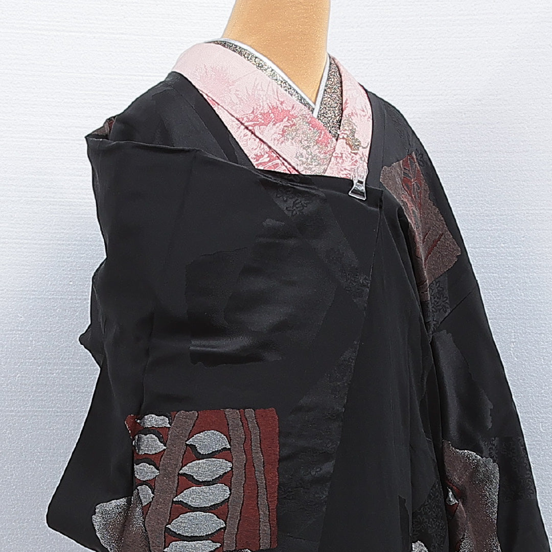 アンティーク 羽織 袷 身丈91cm 裄丈64cm 正絹 Aランク Mサイズ 創作柄 黒系 RP 1232-16146