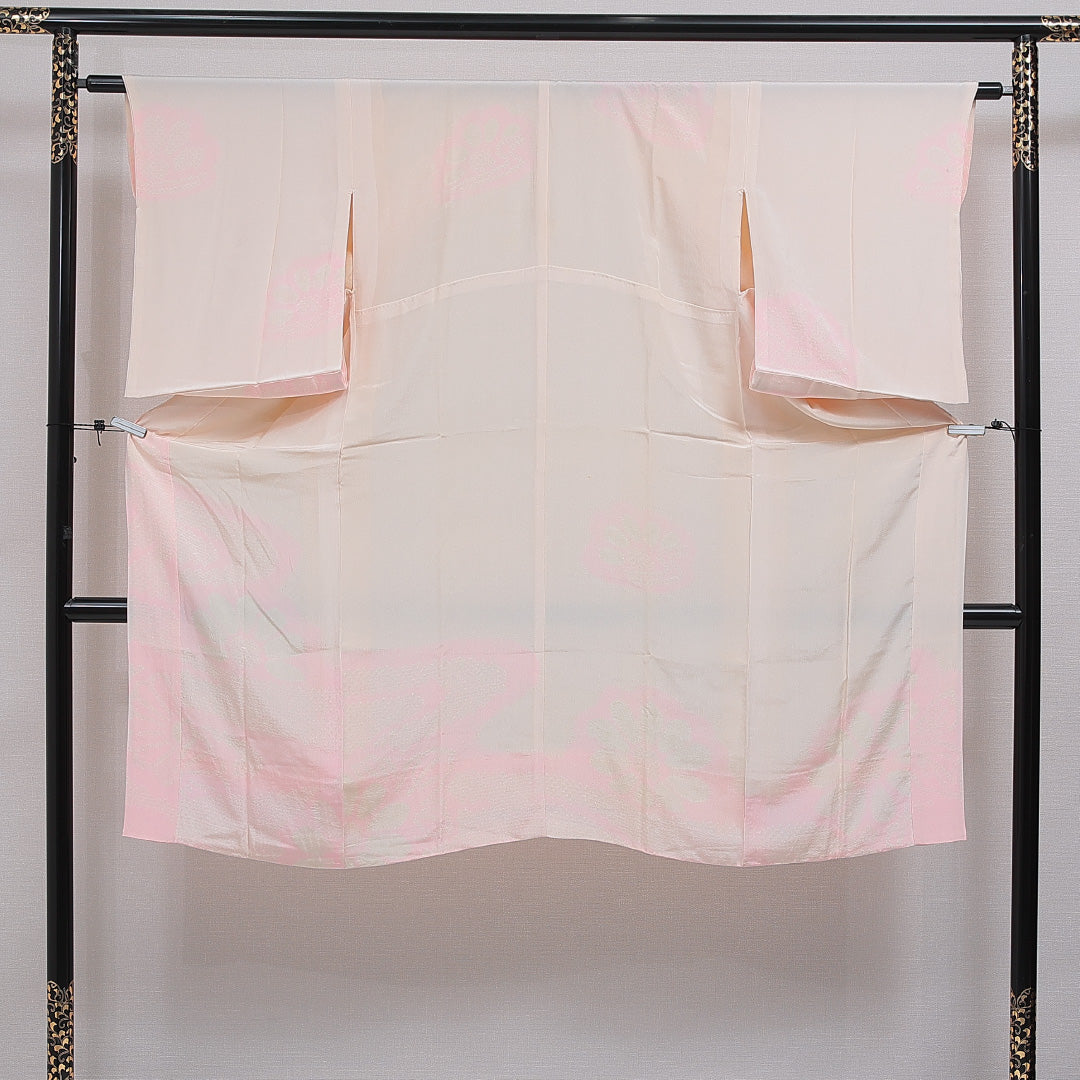 長襦袢 無双袖 身丈123cm 裄丈62cm 正絹 Cランク Sサイズ 花柄 ピンク系 HP 1239-16582