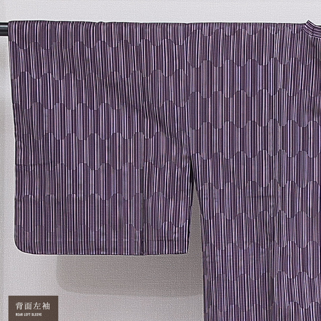 道行コート 袷 身丈124cm 裄丈62cm 正絹 Sランク セミフォーマル Sサイズ 蜀江 紫系 RP 1237-16199