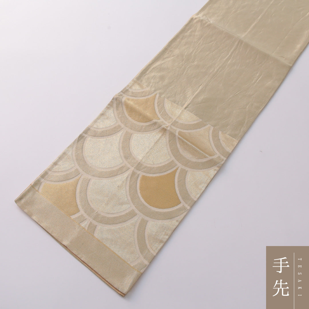 袋帯 帯丈416cm 正絹 全通 青海波 金系 1243-01928