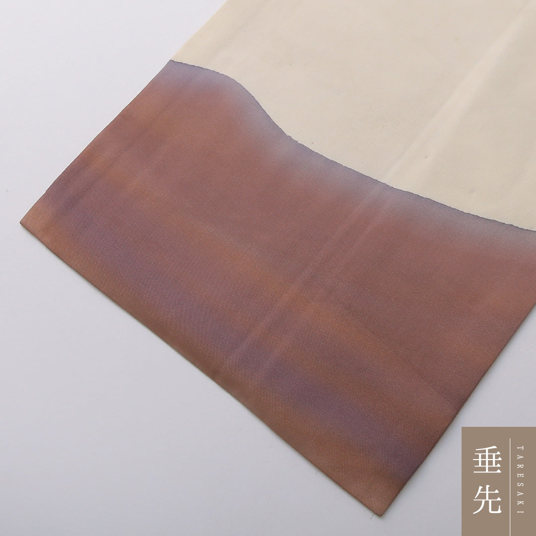 九寸名古屋帯 Cランク 帯丈359cm 正絹 ポイント柄 名古屋仕立て 染め インフォーマル 落款 塩瀬 創作柄 クリーム系 M4 1245-03647