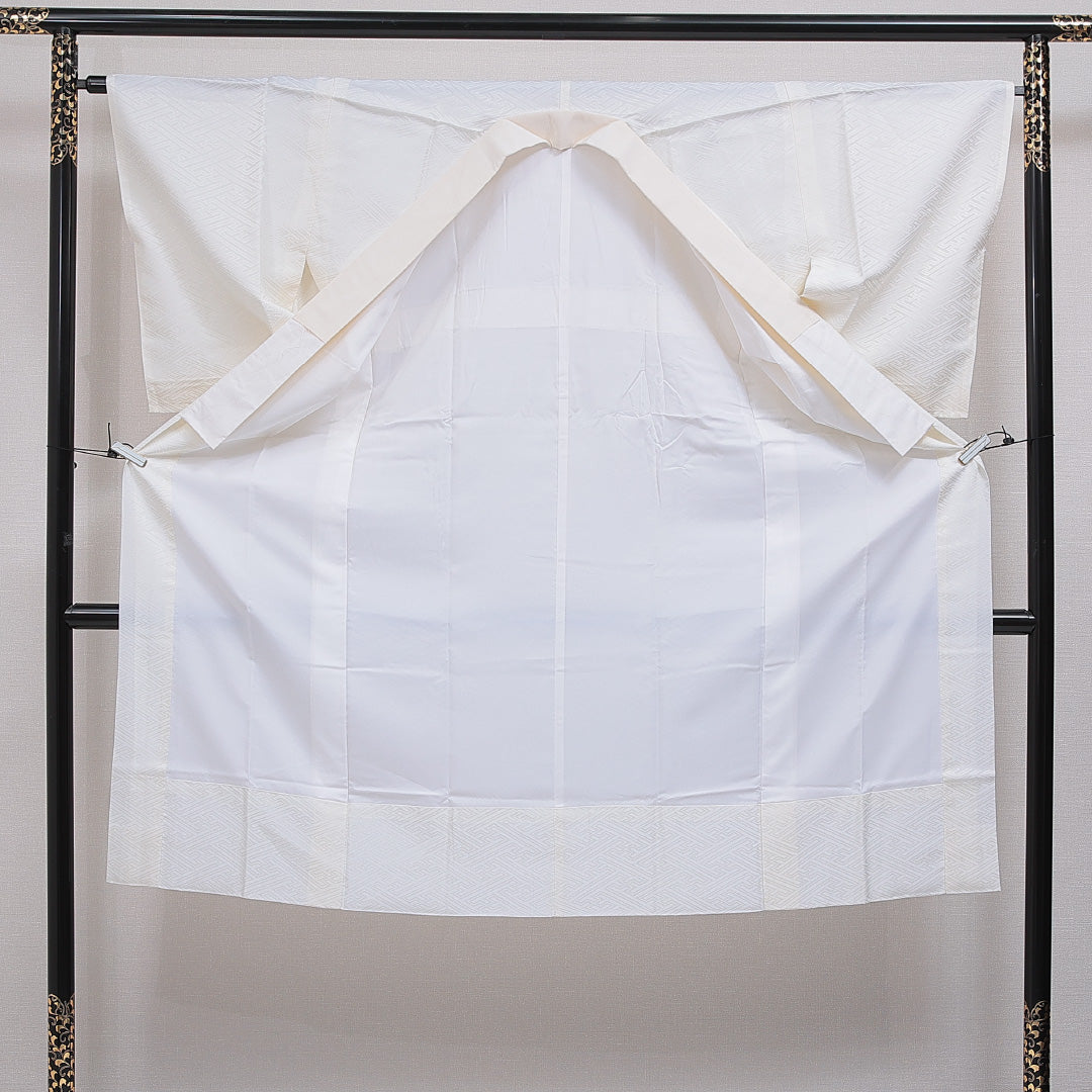 長襦袢 無双袖 身丈130cm 裄丈64cm 正絹 Sランク Lサイズ 紗綾型 クリーム系 RP 1239-16546