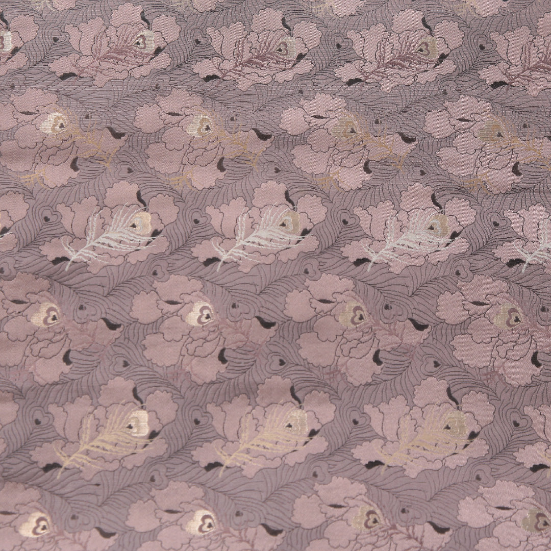 九寸名古屋帯 帯丈393cm インフォーマル 名古屋仕立て 全通 Sランク 正絹 孔雀の羽 紫系 1224-04176