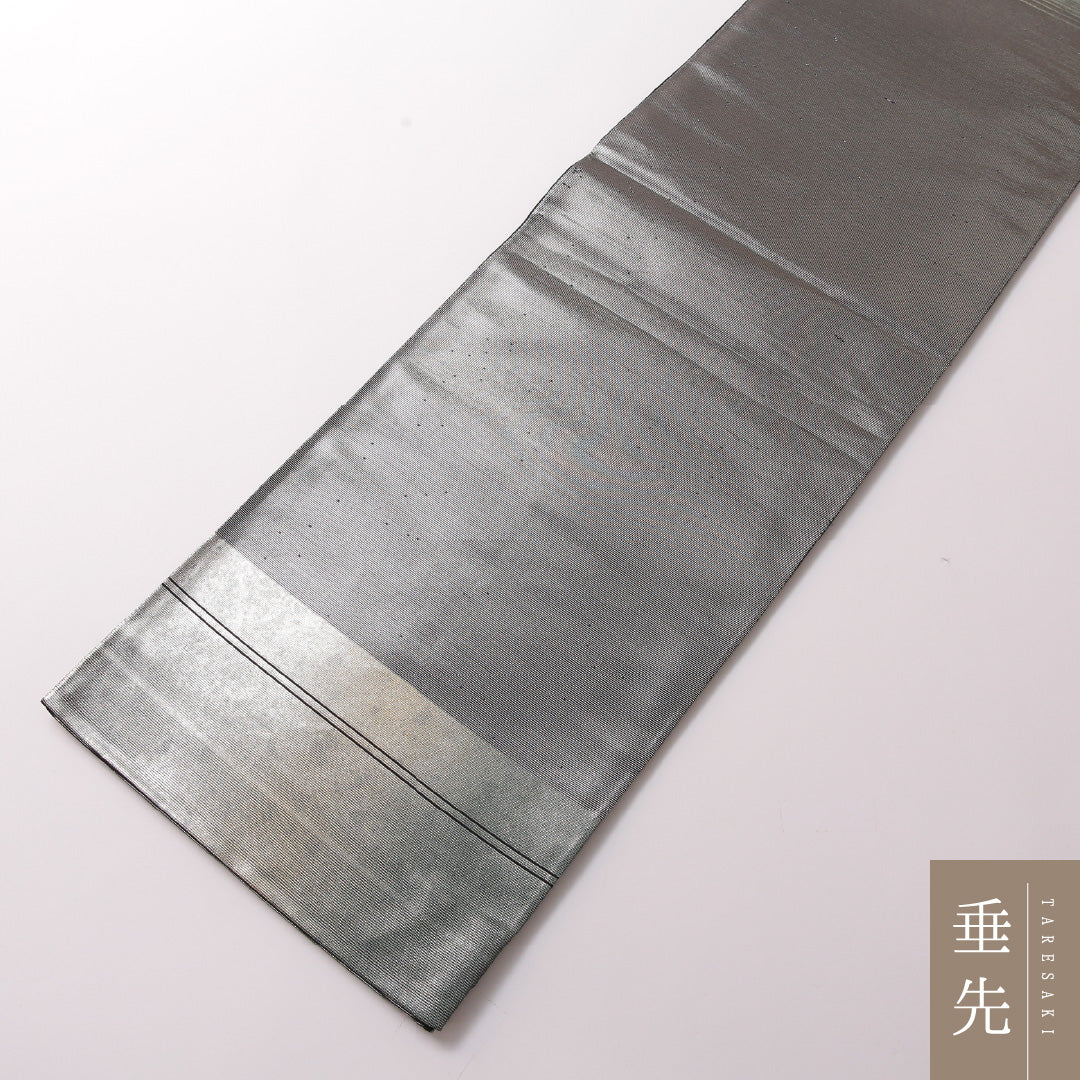 袋帯 帯丈436cm 正絹 ポイント柄 セミフォーマル 扇面文 銀系 1243-01789