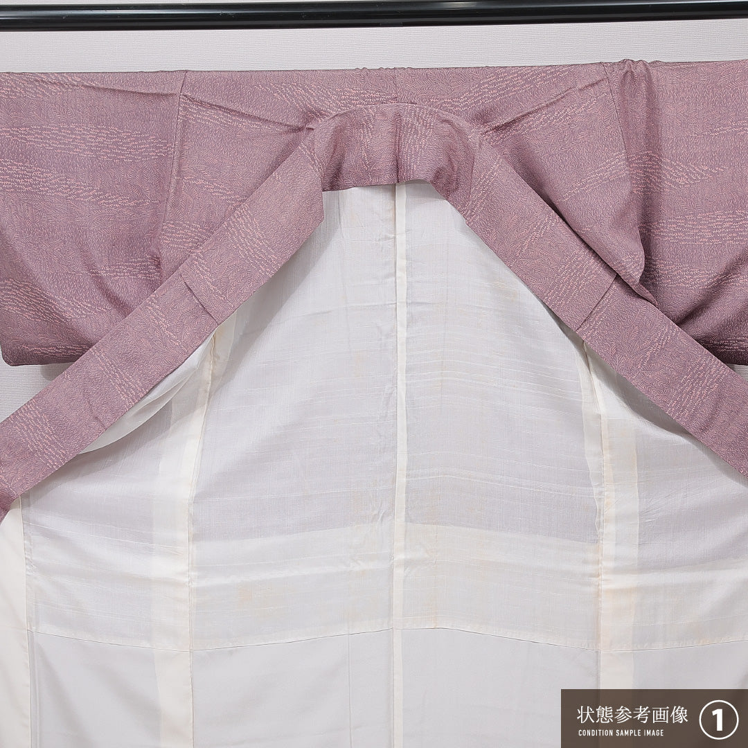 小紋 袷 身丈153cm 裄丈62cm 正絹 Aランク Sサイズ 広衿 一つ紋 セミフォーマル 落款 ピンク系 1215-15867