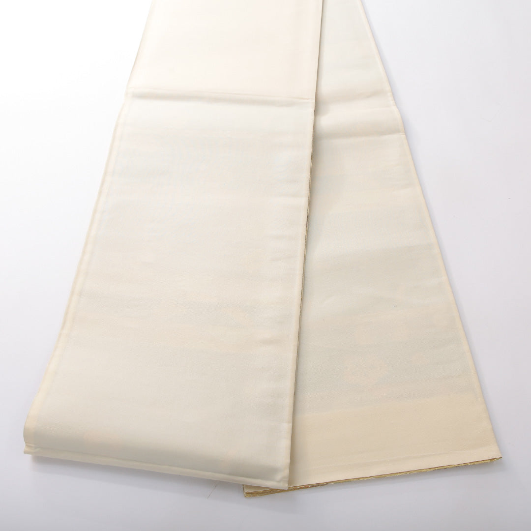 袋帯 帯丈436cm 正絹 六通 フォーマル 四季草花 立涌 桐 蝶 クリーム系 1243-02104