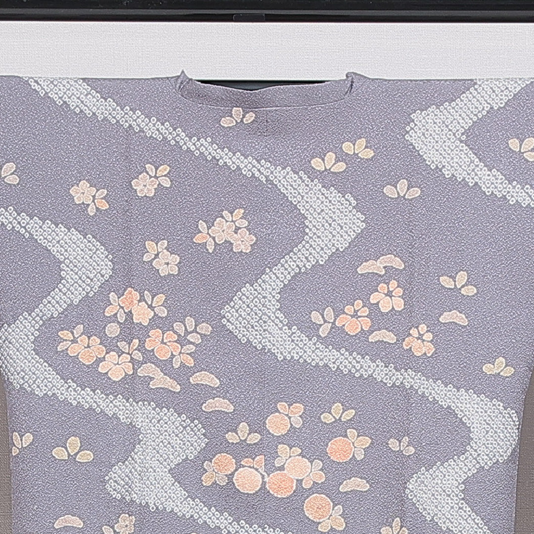 道行コート 袷 身丈80cm 裄丈63cm 正絹 Sランク カジュアル Sサイズ 証紙 創作柄 グレー系 RP 1237-16201