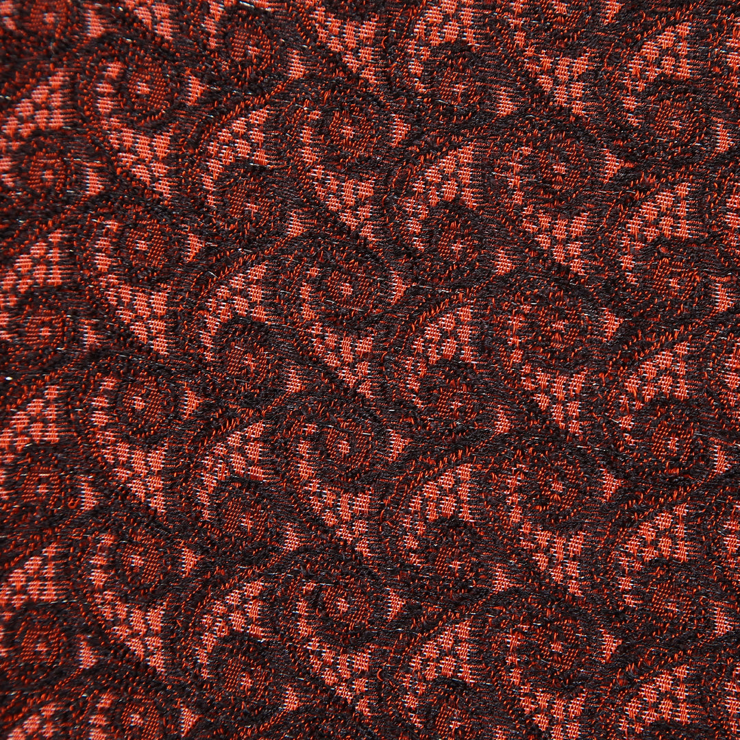 アンティーク 紬 袷 身丈156cm 裄丈63cm 正絹 Aランク Mサイズ バチ衿 ペイズリー柄 抽象柄 赤系 黒系 1216-15735