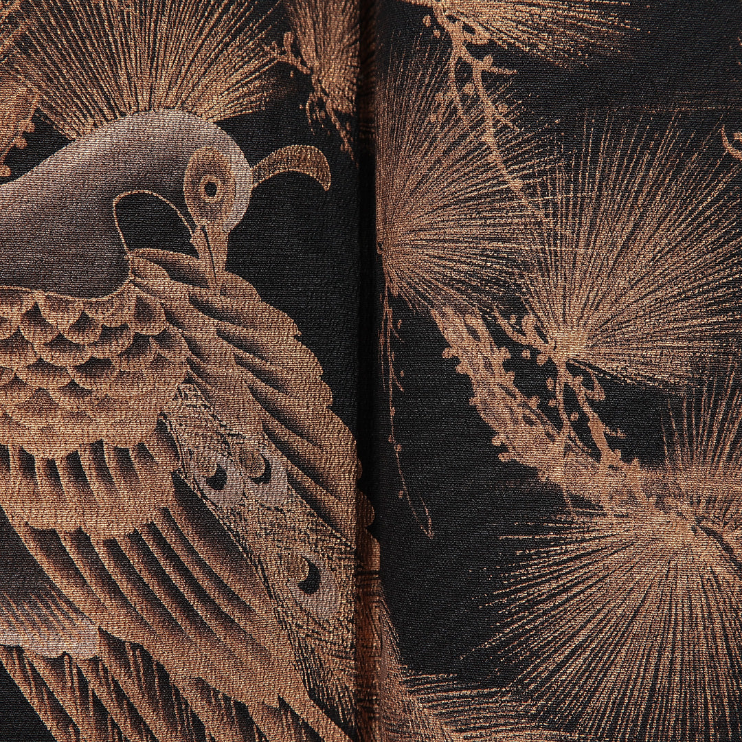 黒留袖 袷 身丈157cm 裄丈62cm 五つ紋 四ツ目菱 フォーマル Cランク Mサイズ 正絹 比翼仕立て 広衿 雉 松 1211-F0765