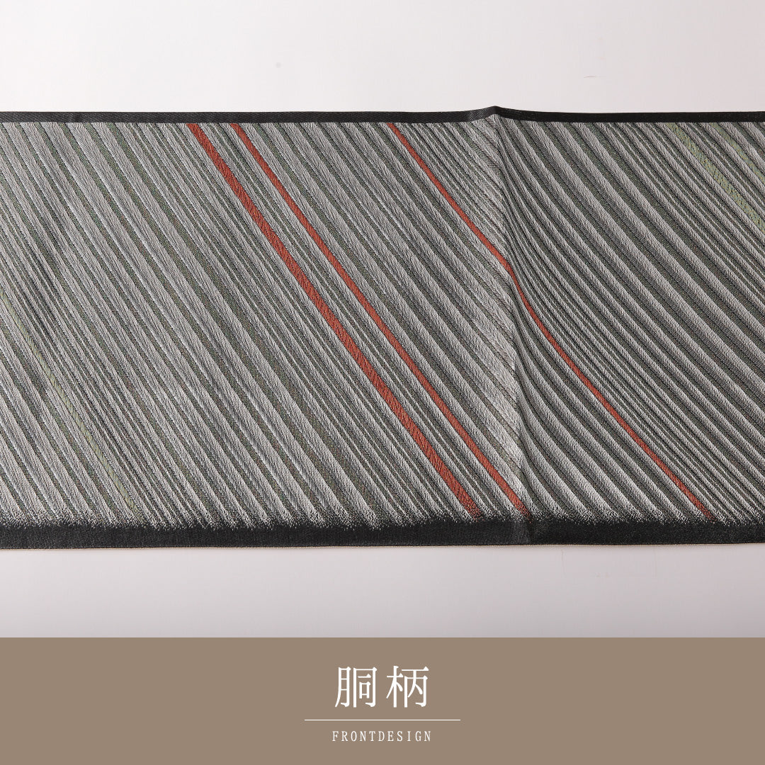 袋帯 帯丈442cm 正絹 全通 インフォーマル 銀霞 黒系 1243-01817