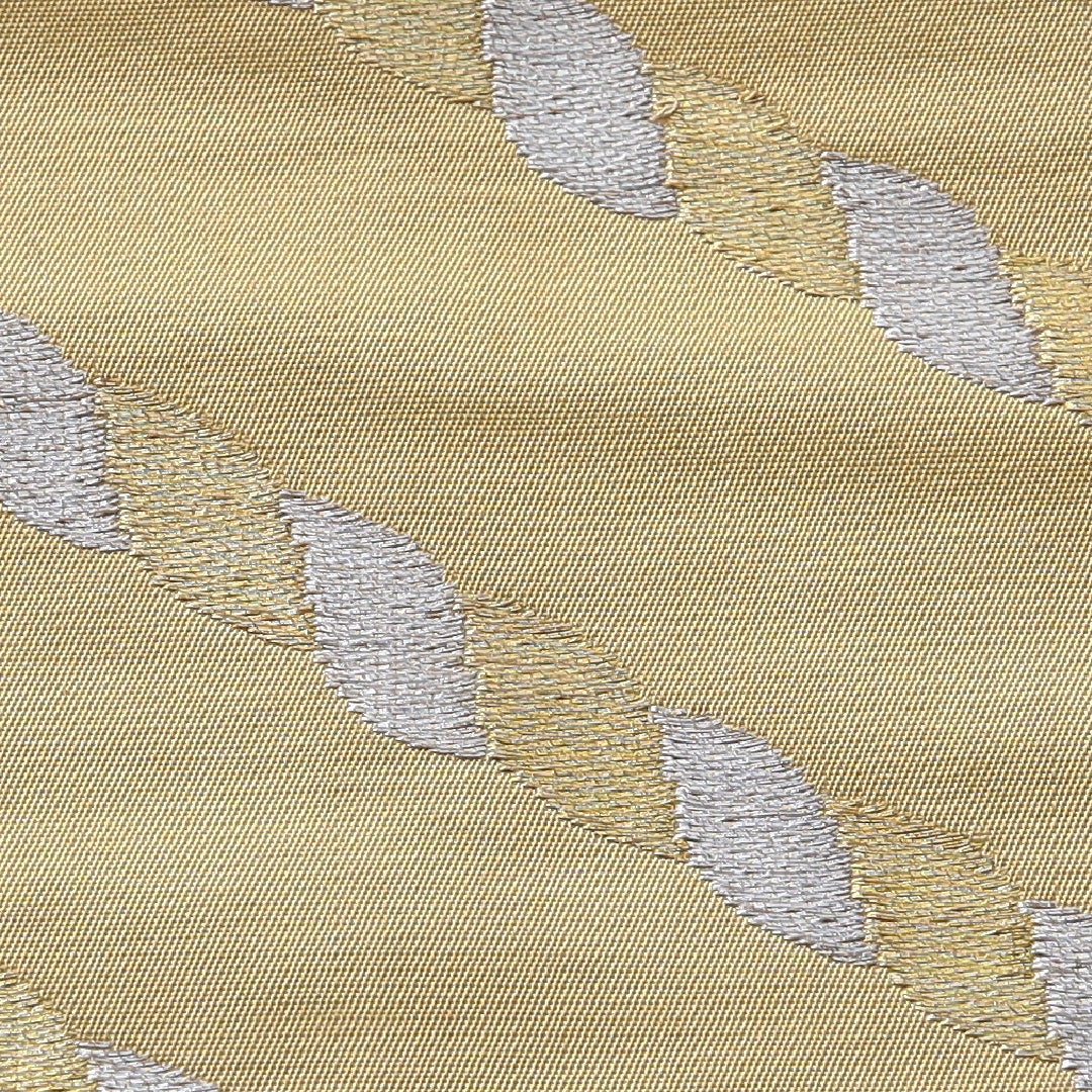 九寸名古屋帯 帯丈347cm インフォーマル 名古屋仕立て 六通 Cランク 正絹 創作柄 黄系 緑系 1224-03948