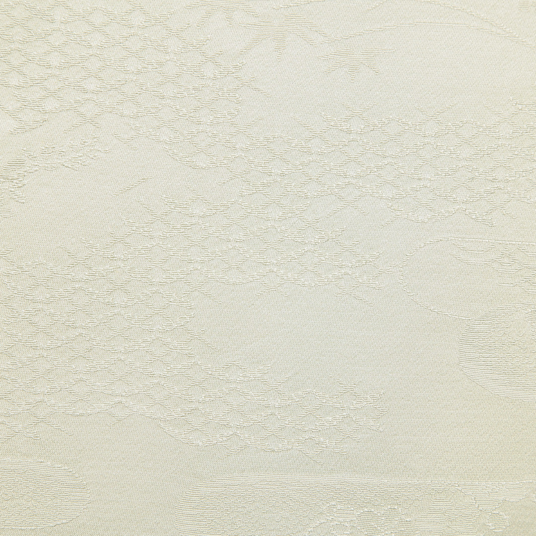 色無地 袷 身丈157cm 裄丈68cm 正絹 Cランク Mサイズ 広衿 インフォーマル 紋意匠 吉祥文様 緑系 1214-16893