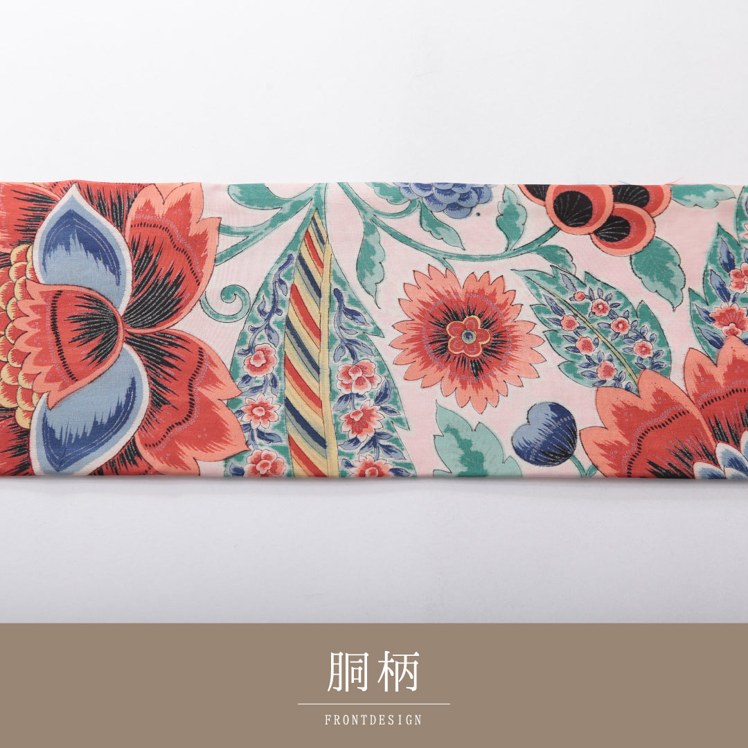 アンティーク 九寸名古屋帯 帯丈333cm 名古屋仕立て 全通 Bランク 正絹 染め帯 花柄 植物柄 ピンク系 1224-03882