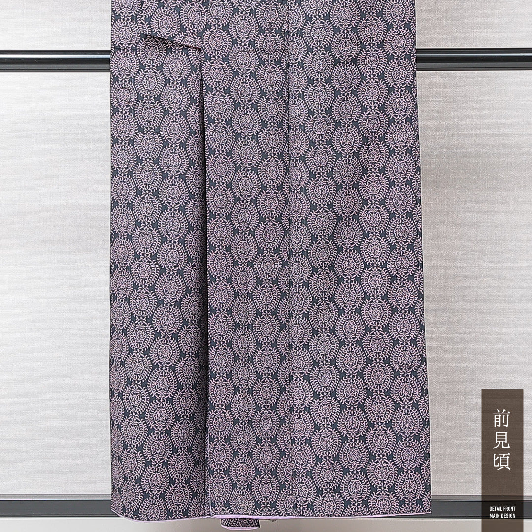 アンティーク 紬 袷 身丈153cm 裄丈62cm 正絹 Aランク バチ衿 Sサイズ 紺系 RP 1223-15222