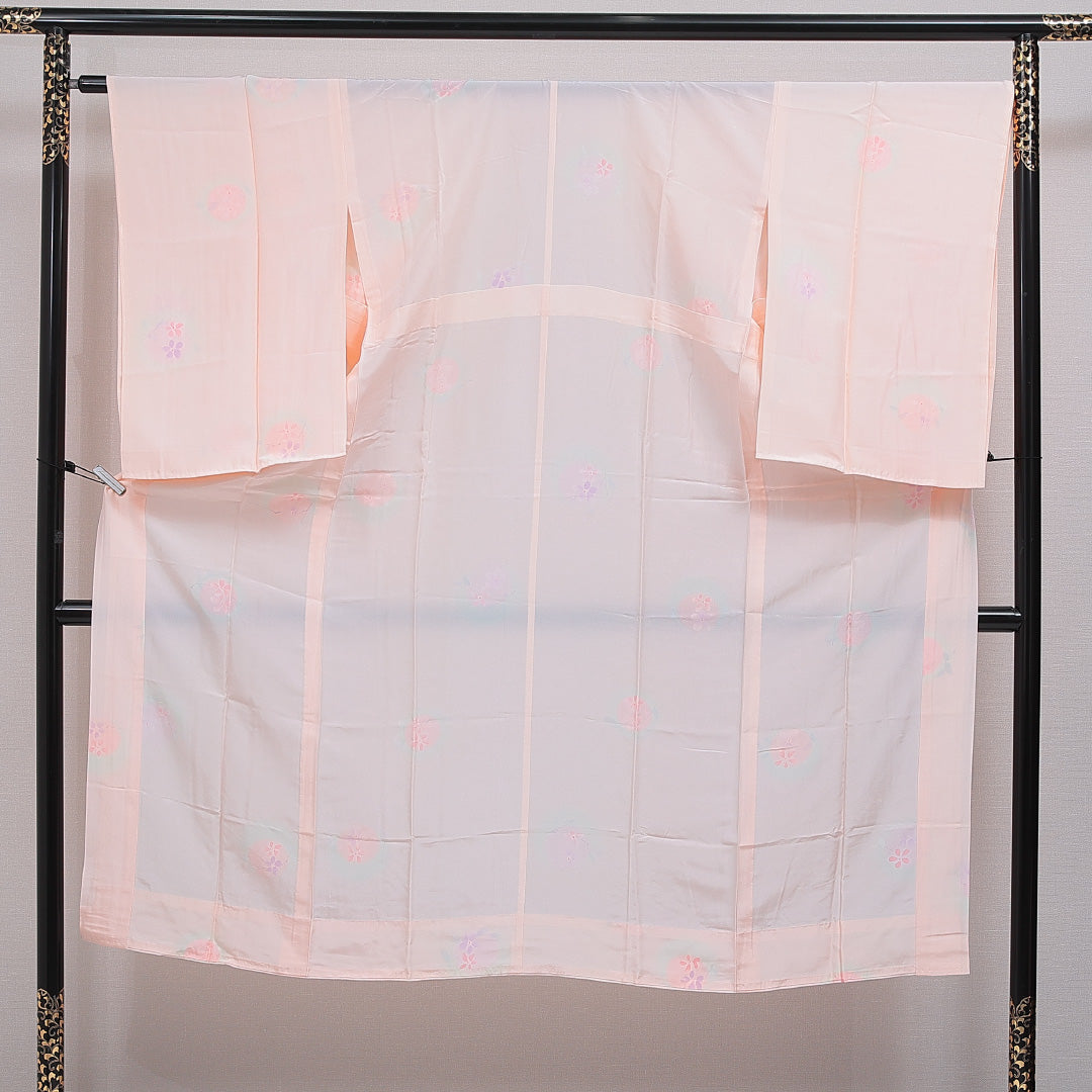 長襦袢 無双袖 身丈141cm 裄丈65cm 正絹 Sランク 3XLサイズ 桜 ピンク系 RP 1239-16605
