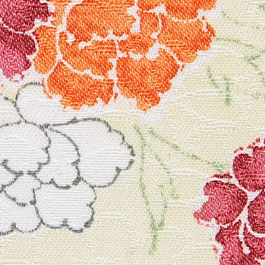 小紋 洗える着物 袷 身丈150cm 裄丈65cm ポリエステル Cランク Sサイズ 広衿 インフォーマル 流水 牡丹 クリーム系 1215-15834