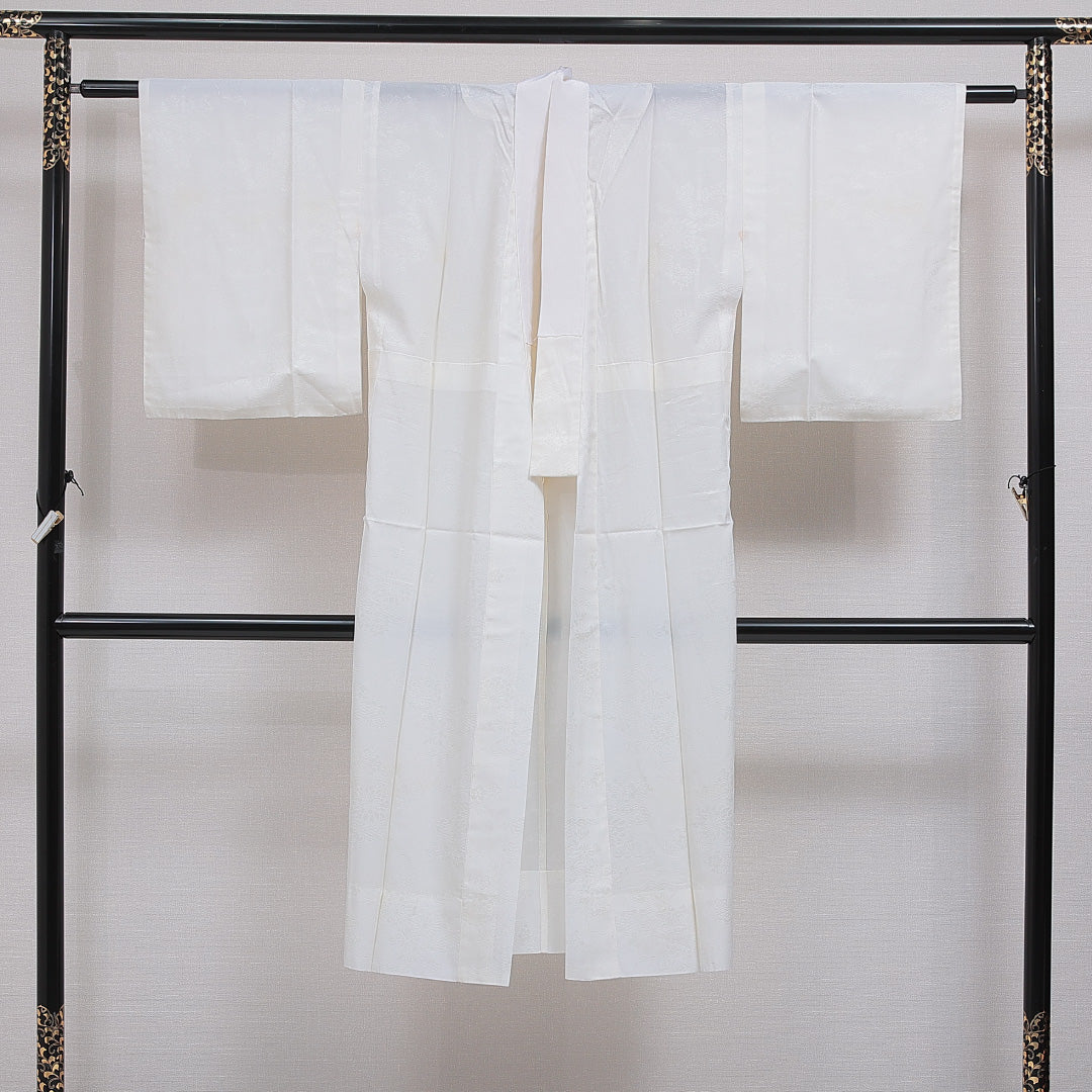 長襦袢 無双袖 身丈127cm 裄丈61cm 正絹 Aランク Mサイズ 居敷当て 無地 白系 RP 1239-16594