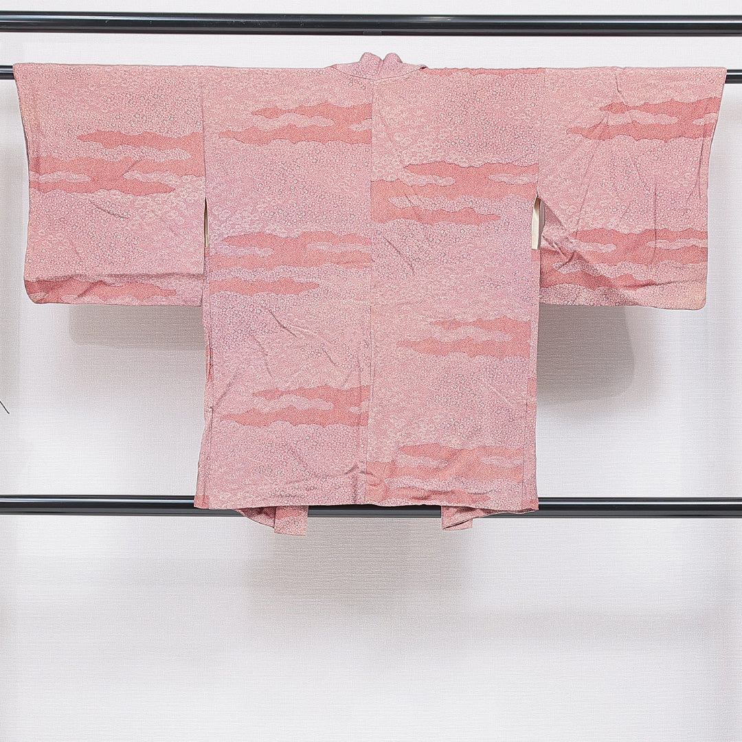 羽織(寄せ柄) 袷 身丈81cm 裄丈62cm 正絹 Cランク Sサイズ インフォーマル 赤系 1217-16817