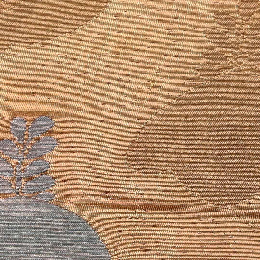 袋帯 帯丈408cm フォーマル 六通 Cランク 正絹 扇 紅葉 金系 1223-01887