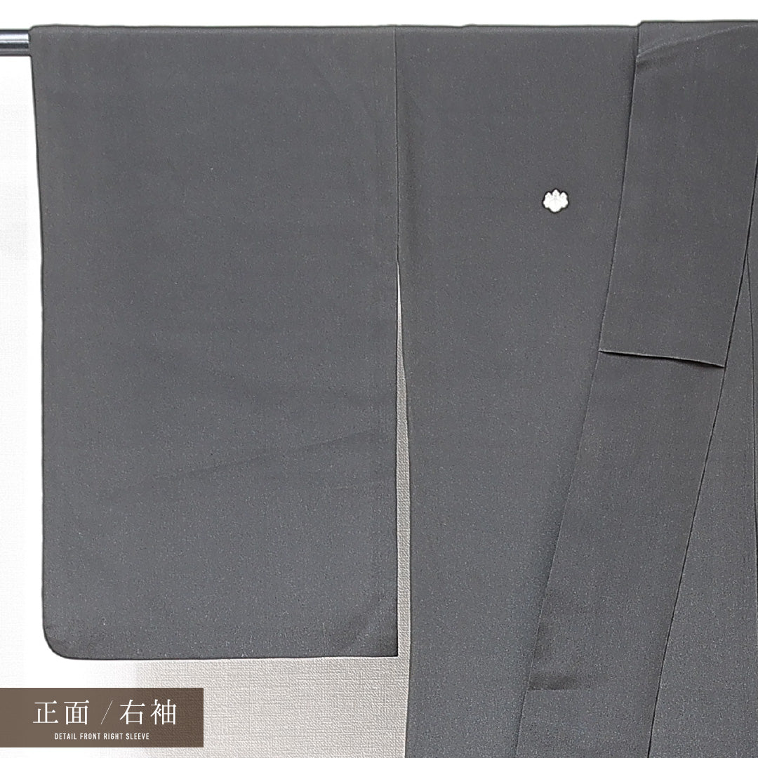 黒留袖 袷 身丈160cm 裄丈62cm 五つ紋 五三桐 フォーマル Cランク Lサイズ ポリエステル 洗える着物 広衿 唐華 松 刺繍 1211-F0710