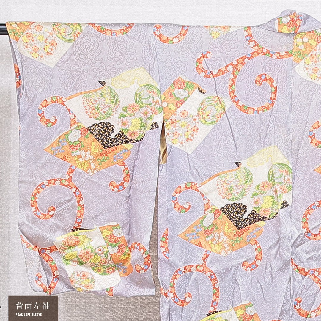 アンティーク 羽織 袷 身丈102cm 裄丈64cm 正絹 Bランク Mサイズ 吉祥文様 紫系 1217-16809