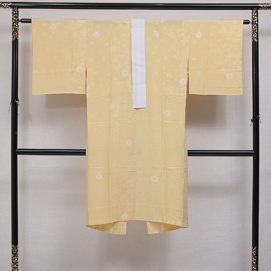 長襦袢 無双袖 身丈122cm 裄丈61cm 正絹 Aランク Sサイズ 鹿の子柄 黄系 RP 1239-16480