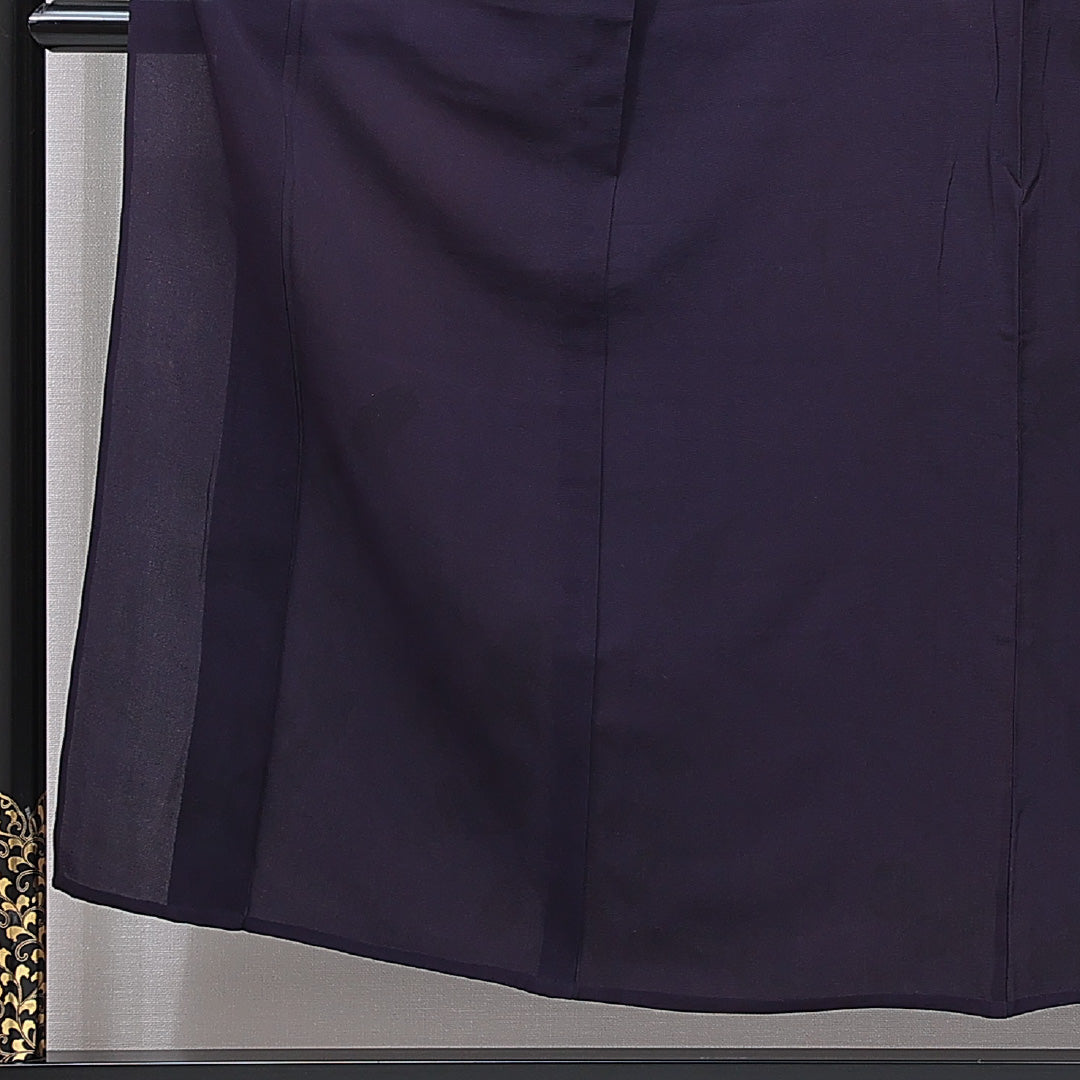 色無地 単衣 身丈151cm 裄丈61cm 正絹 Cランク Sサイズ バチ衿 インフォーマル 無地 紫系 1214-15681