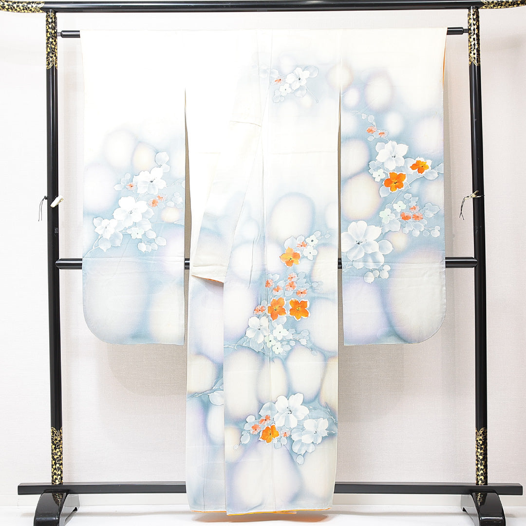 振袖 袷 身丈158cm 裄丈65cm フォーマル Cランク Mサイズ 正絹 広衿 桔梗 1213-F0700
