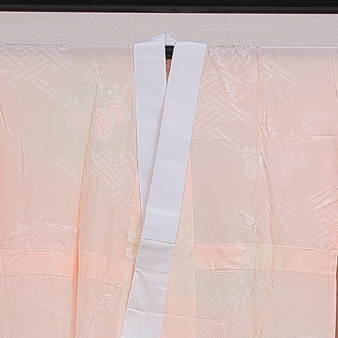 振袖用 長襦袢 無双袖 身丈143cm 裄丈67cm 正絹 Sランク 3XLサイズ 吉祥文様 ピンク系 M4 1240-16613