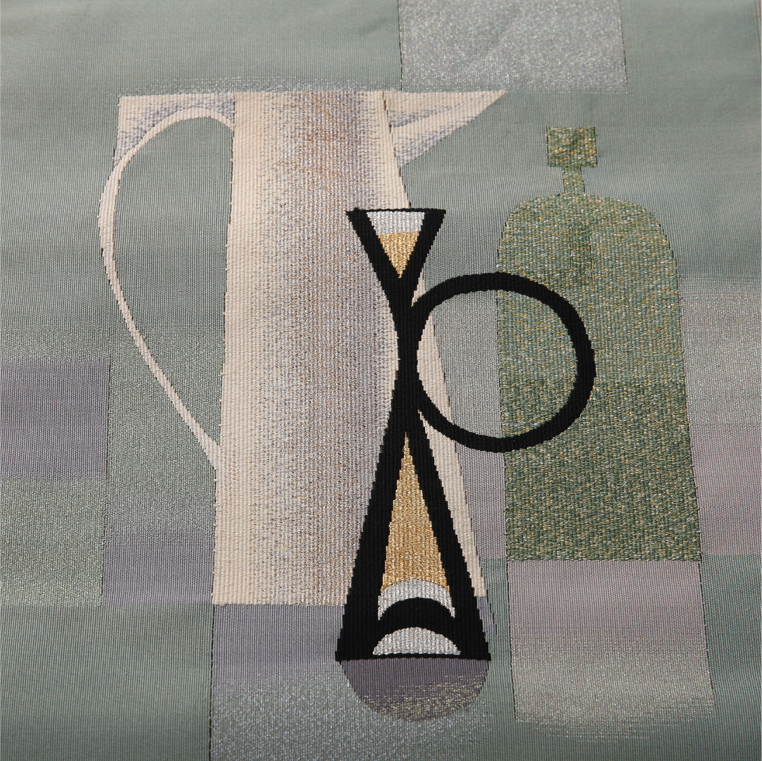 八寸名古屋帯 帯丈352cm カジュアル 松葉仕立て ポイント柄 帯芯なし Cランク 正絹 創作柄 多色系 1224-03512