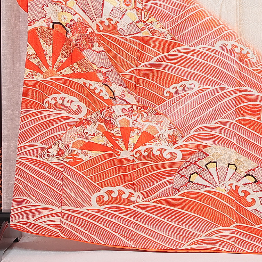 アンティーク 振袖 袷 身丈166cm 裄丈65cm フォーマル Bランク XLサイズ 正絹 広衿 菱 菊 1213-F0638