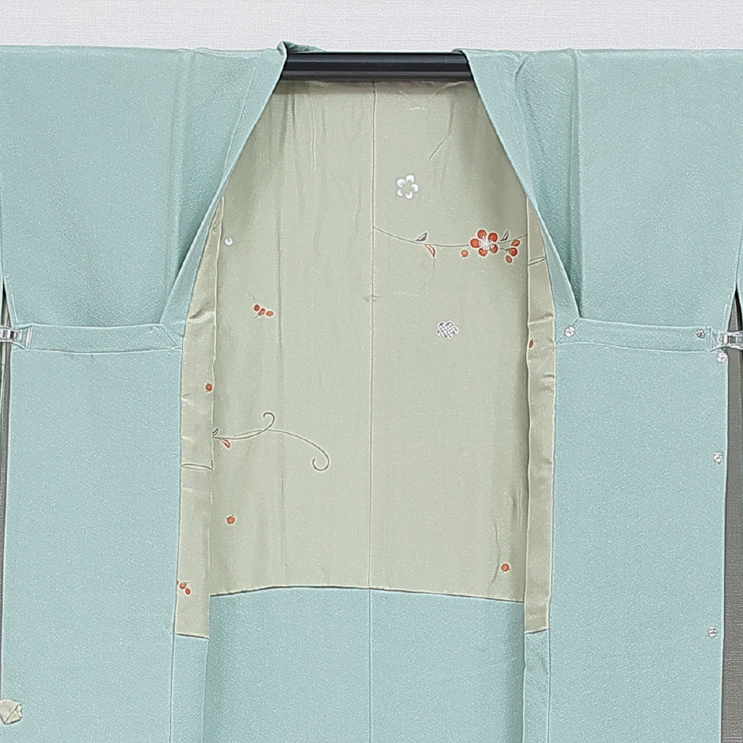 道行コート 袷 身丈92cm 裄丈66cm 正絹 Sランク セミフォーマル Mサイズ 金駒刺繍 ポケットあり 菖蒲 水色系 M4 1237-16860