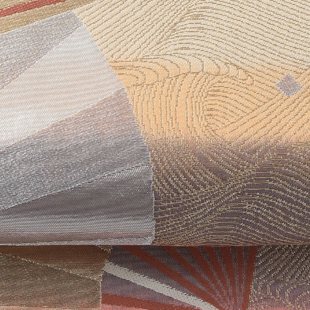 袋帯 帯丈432cm フォーマル 六通 帯芯なし Sランク 正絹 扇 エ霞 多色系 1223-02239