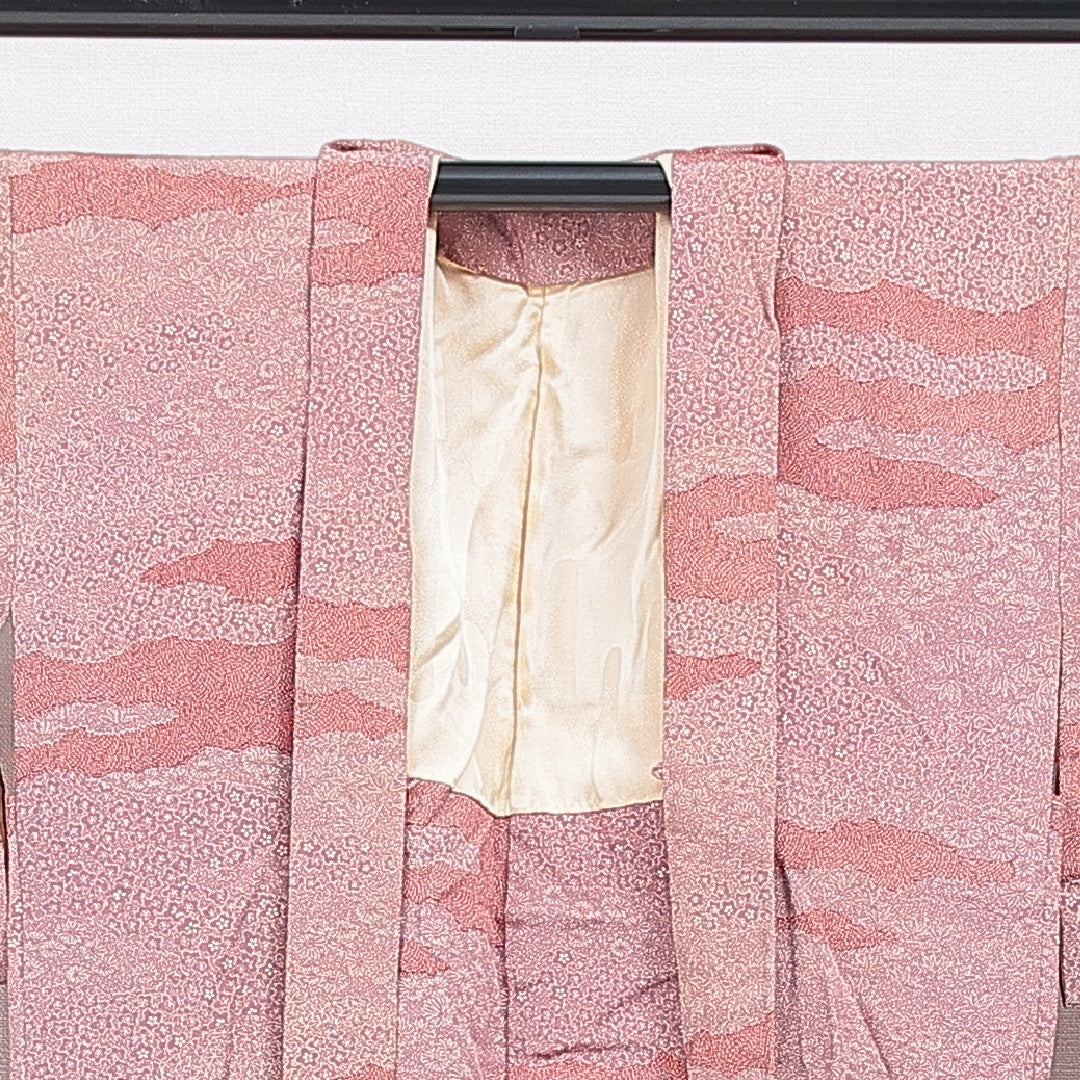 羽織(寄せ柄) 袷 身丈81cm 裄丈62cm 正絹 Cランク Sサイズ インフォーマル 赤系 1217-16817