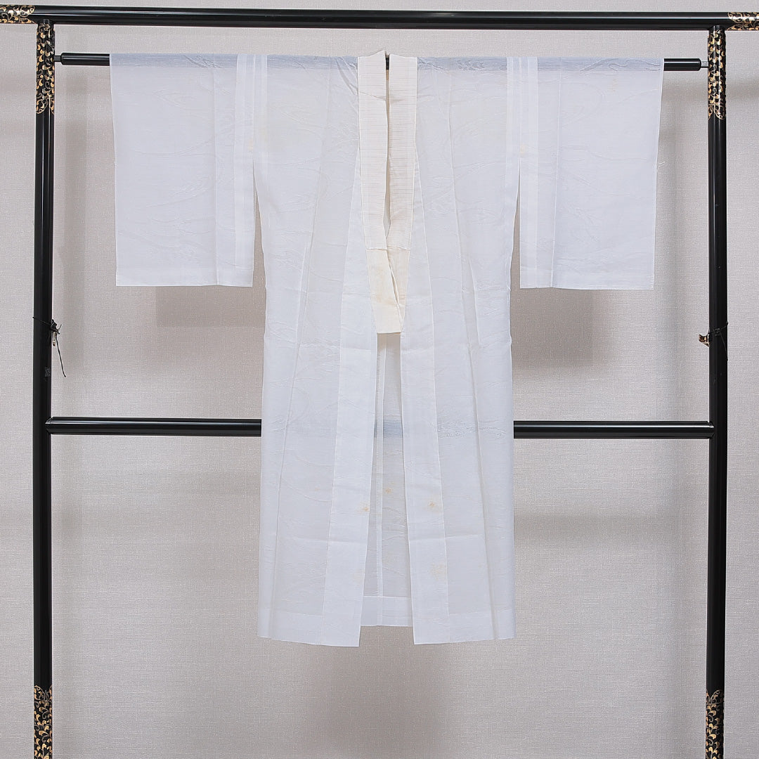 夏物 洗える着物 麻の長襦袢 単衣 身丈122cm 裄丈59cm 麻 Cランク Sサイズ 無地 白系 LP 1239-16508