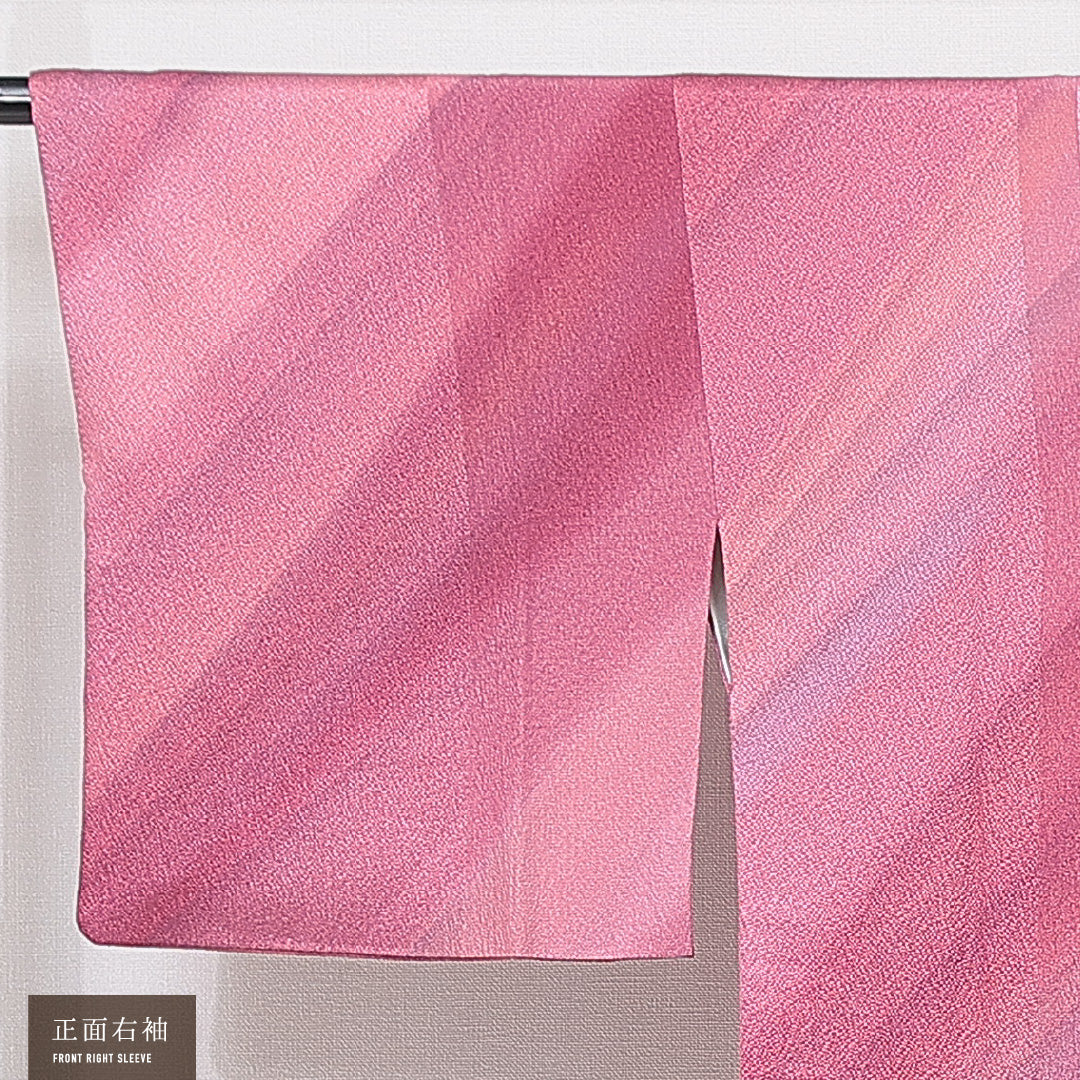 道行コート 袷 身丈82cm 裄丈65cm 正絹 Aランク Mサイズ フォーマル ポケットあり 縞 ピンク系 1263-15125