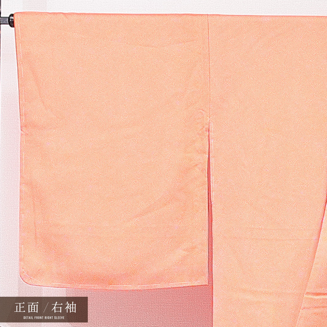 江戸小紋 (鮫) 袷 身丈165cm 裄丈65cm 正絹 Sランク インフォーマル 広衿 XLサイズ 朱系 RP 1220-15329
