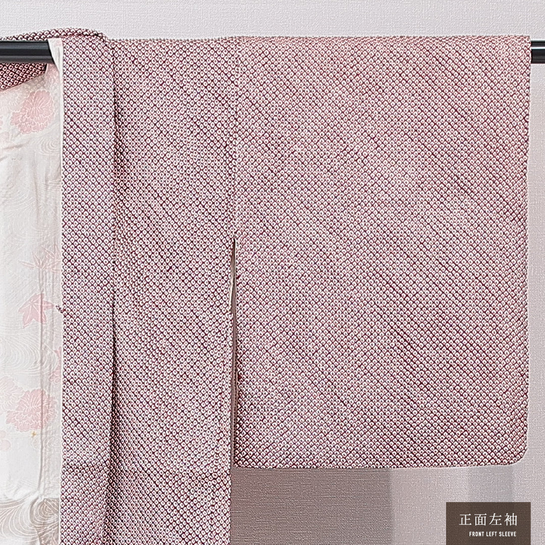 絵羽羽織 袷 身丈80cm 裄丈65cm 正絹 Cランク インフォーマル Mサイズ 梅 紅葉 赤系 HP 1234-16785