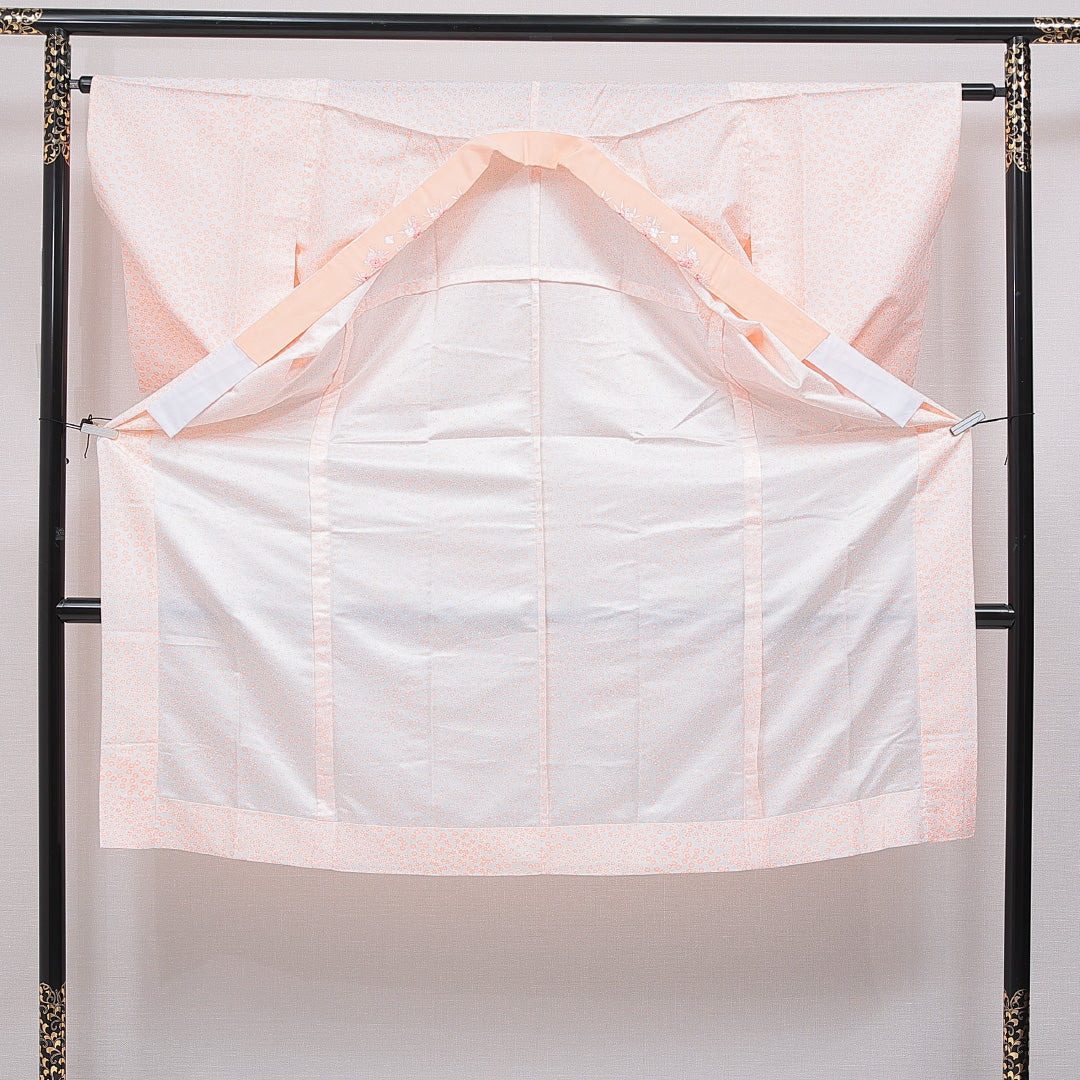 長襦袢 洗える着物 無双袖 身丈128cm 裄丈62cm ポリエステル Sランク Lサイズ 花柄 白系 1229-16694