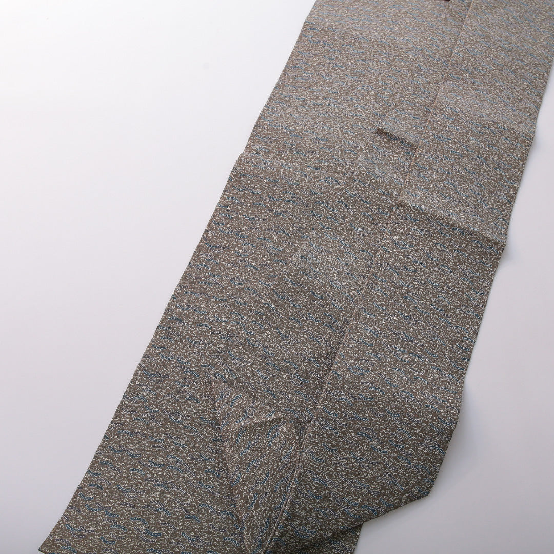 九寸名古屋帯 Sランク 帯丈326cm 正絹 全通 名古屋仕立て 染め インフォーマル 笠松 緑系 RP 1245-03536