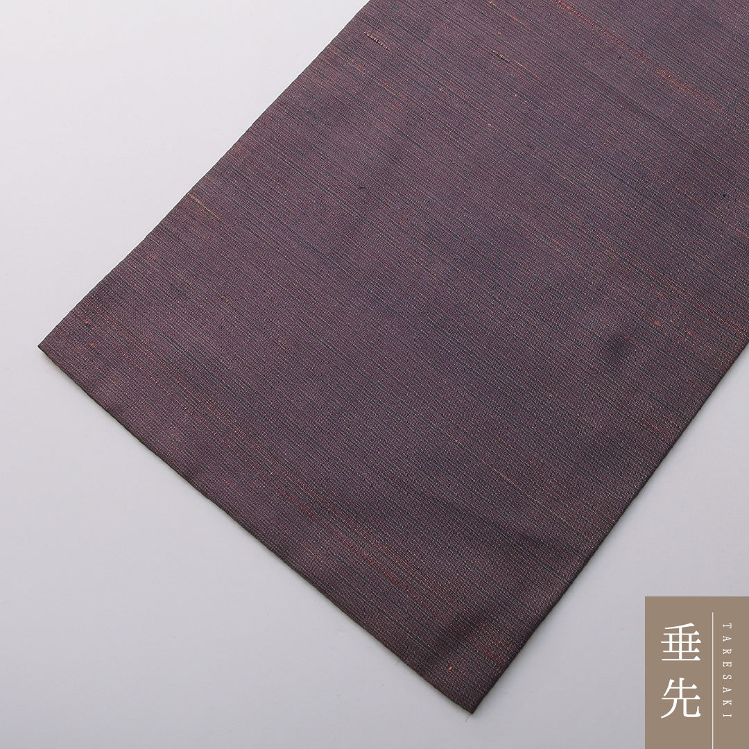 九寸名古屋帯(紬) 帯丈324cm カジュアル 名古屋仕立て 全通 Sランク 正絹 無地 紫系 ピンク系 1224-03448