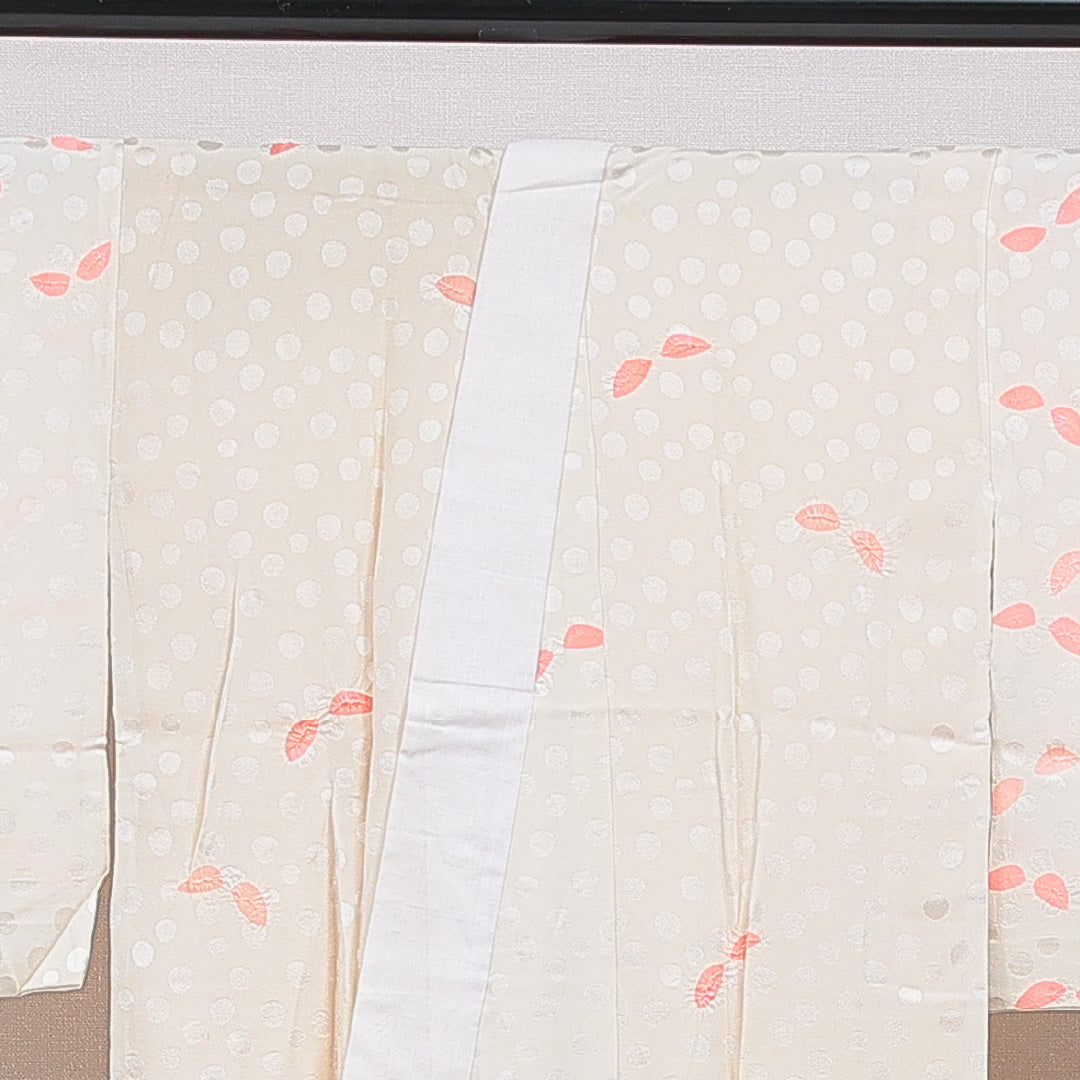 アンティーク 長襦袢 無双袖 身丈129cm 裄丈60cm 正絹 Aランク Lサイズ 部分絞り 創作柄 クリーム系 1229-16706