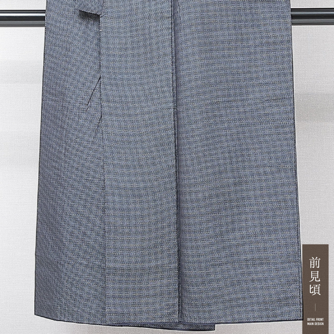 男着物 袷 身丈142cm 裄丈66cm 正絹 Aランク Mサイズ 棒衿 カジュアル 創作柄 茶系 1219-15238